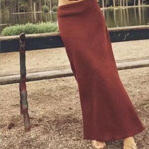 Zara Terracotta A-Line Maxi Skirt Casual Resort Wear
